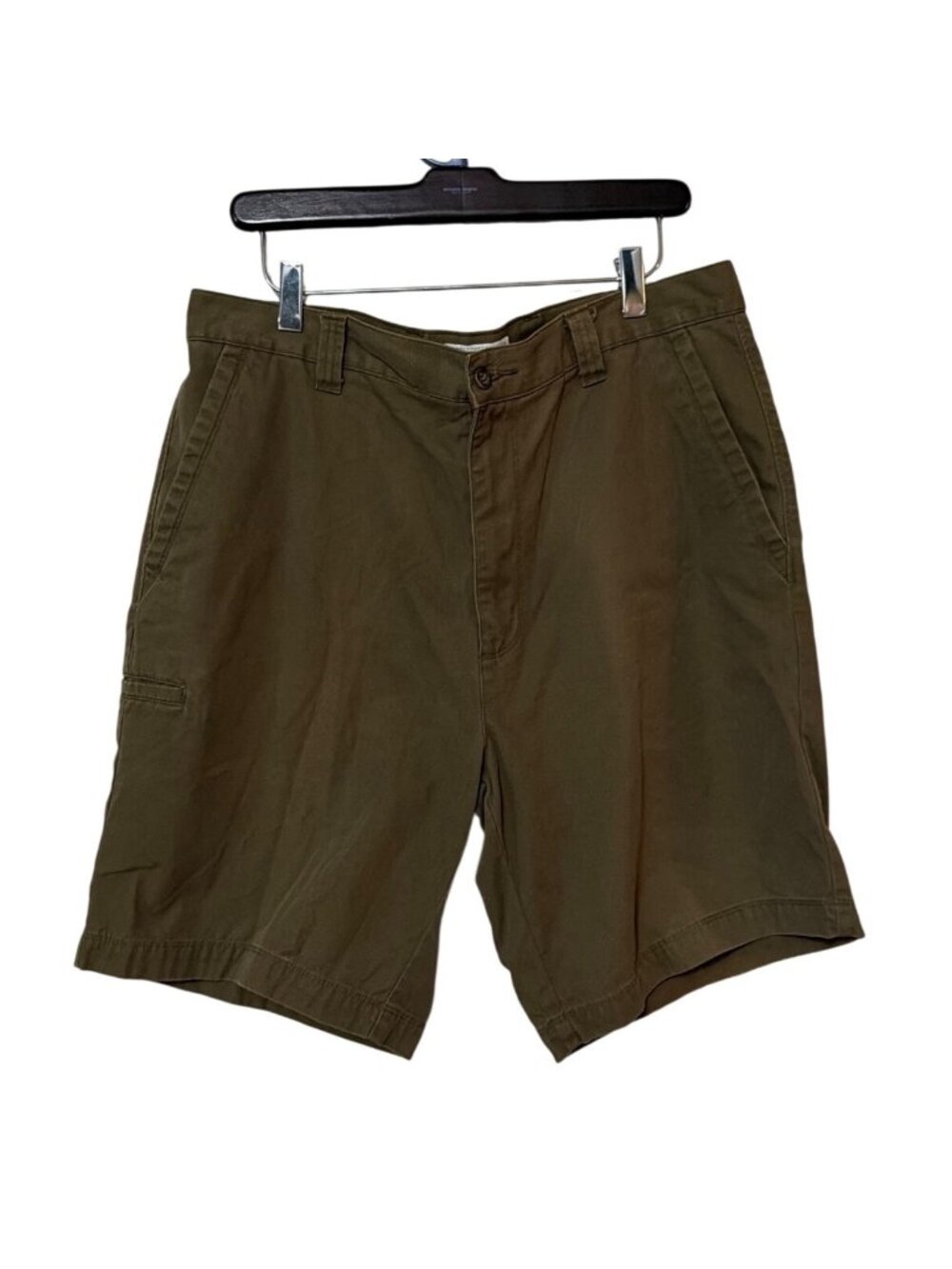 Dockers Mens W36 Relaxed Fit Flat Front Khaki Cotton Shorts side pocket